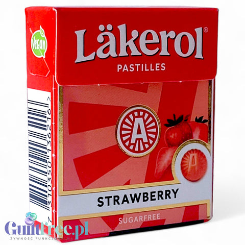 Läkerol Strawberry 25g - szwedzka lukrecja bez cukru ze stewią