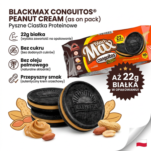 MAX Protein Blackmax Conguitos® Peanut Cream - proteinowe ciastka bez cukru i oleju palmowego z kremem orzechowym