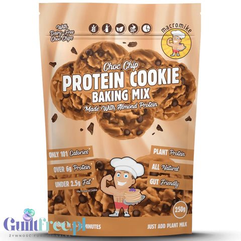 Macro Mike Protein Cookie Baking Mix, Choc Chip - mieszanka do przygotowania proteinowych ciasteczek wegańskich z czekoladą