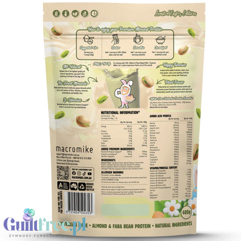Macro Mike White Choc Pistachio Easter Egg Premium Almond Protein - wegańska migdałowa odżywka białkowa bez glutenu i sukralozy