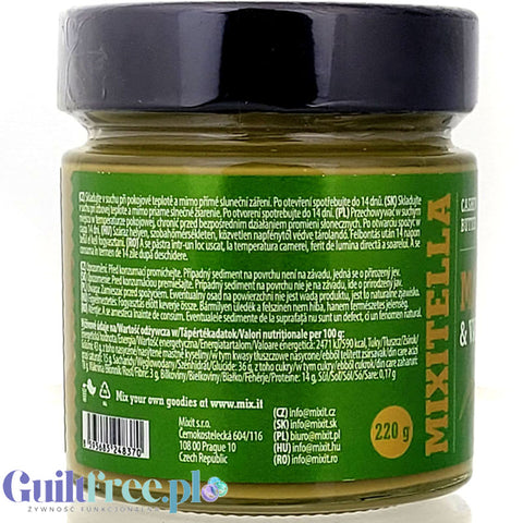 Mixitella Matcha & Vanilla - krem z nerkowca i migdałów z herbatą matcha i prawdziwą wanilią