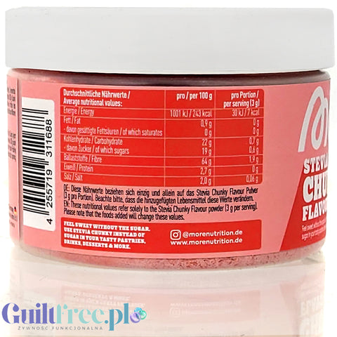 More Nutrition Chunky Flavor STEVIA, Strawberry Perfection 150g - wegański aromat w proszku bez cukru ze stewią