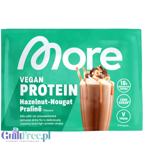 More Nutrition Total Vegan Protein Hazelnut Nougat Praliné  - wegańska odżywka na białku grochu, dyni i słonecznikowym