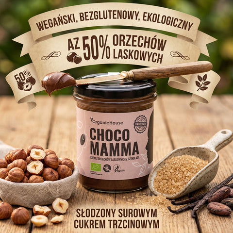 Organic House Chocco Mamma  - ekologiczny krem z orzechów laskowych i kakao bez oleju palowego i laktozy