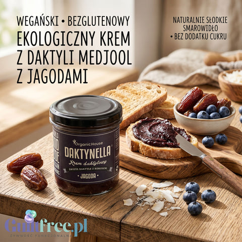 Organic House Daktynella Jagoda 280g - jagodowy krem daktylowo-kokosowy bez dodatku cukru, wegański & organiczny