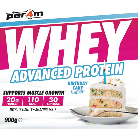 Per4m Whey Advanced Protein Birthday Cake 900g - gęsta odżywka białkowa WPC, WPI & MPC