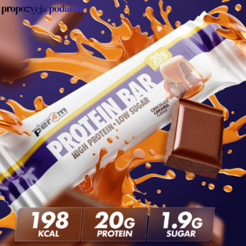 Per4m Protein Bar Chocolate Caramel - baton białkowy 20g białka z niskocukrowym karmelem w polewie czekoladowej