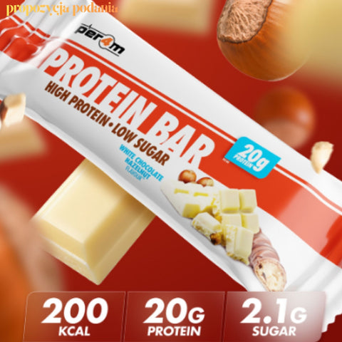 Per4m Protein Bar White Chocolate Hazelnut - baton białkowy 20g białka, fenomenalny smak Biała Czekolada & Orzech Laskowy