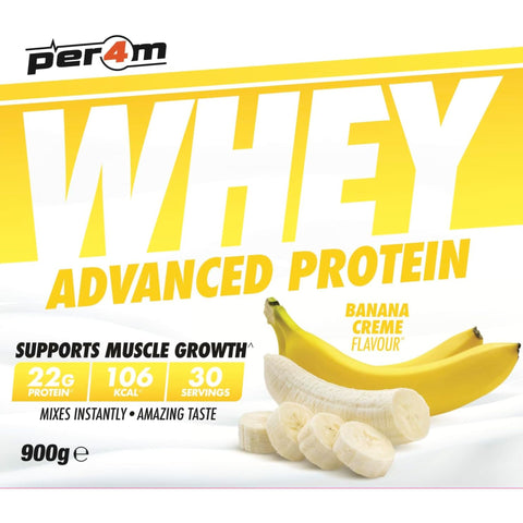 Per4m Whey Advanced Protein Banana Creme 900g - gęsta odżywka białkowa WPC, WPI & MPC