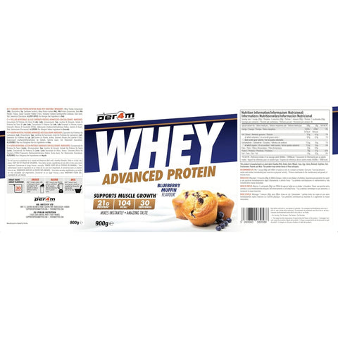 Per4m Whey Advanced Protein Blueberry Muffin 900g - gęsta odżywka białkowa WPC, WPI & MPC