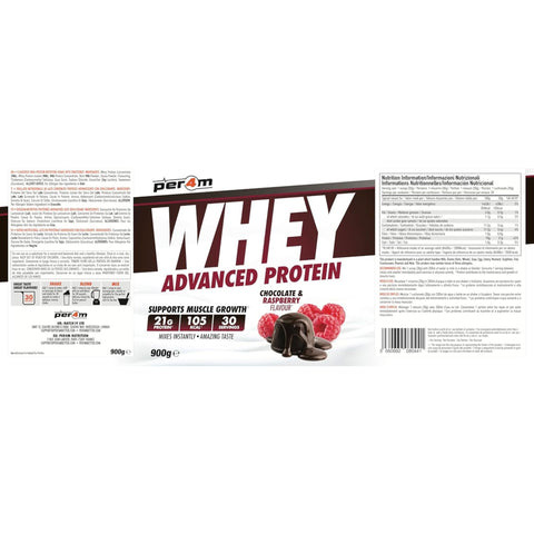 Per4m Whey Advanced Protein Chocolate Raspberry 900g - gęsta odżywka białkowa WPC, WPI & MPC