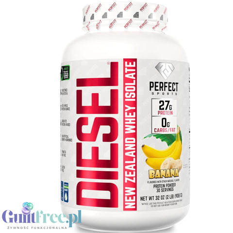 Perfect Sport Diesel 100% Whey Isolate Banana 908g - odżywka ze stewią całkowicie bez cukru i tłuszczu, 26g białka & 120kcal