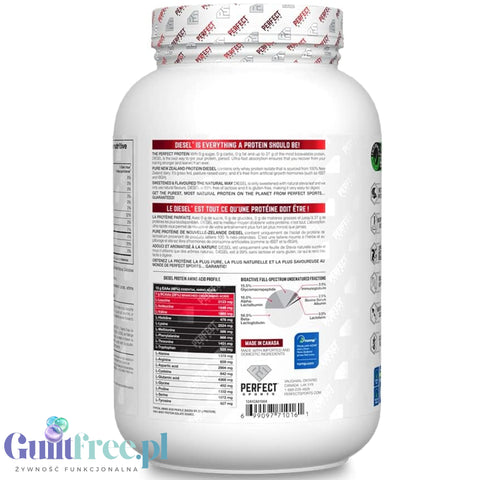 Perfect Sport Diesel 100% Whey Isolate Banana 908g - odżywka ze stewią całkowicie bez cukru i tłuszczu, 26g białka & 120kcal