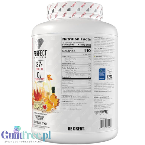Perfect Sport Diesel 100% Whey Isolate Canadian Maple 2,27 kg - fenomenalny izolat WPI z Nowej Zelandii, odżywka tylko ze stewią
