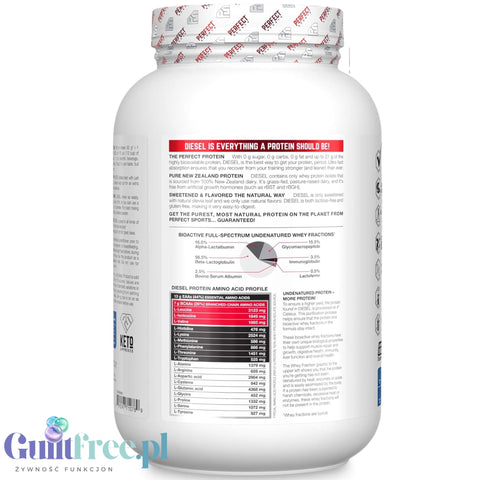 Perfect Sport Diesel 100% Whey Isolate Milk Chocolate 908g - WPI isolate without sugar & fat, 26g protein & 120kcal