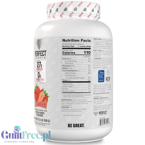 Perfect Sport Diesel 100% Whey Isolate Strawberry - izolat WPI z Nowej Zelandii bez cukru i tłuszczu, 27g białka & 110kcal