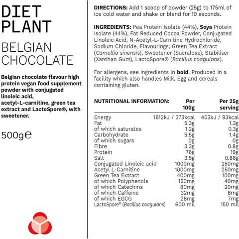Phd Diet Plant Lean Protein Belgian Chocolate 500g - vegan protein supplement, Belgian Chocolate, fat burning formula