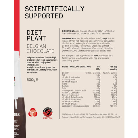 Phd Diet Plant Lean Protein Belgian Chocolate 500g - vegan protein supplement, Belgian Chocolate, fat burning formula