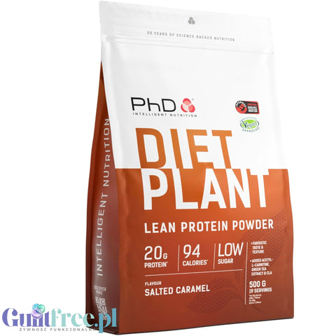 PhD Diet Plant Lean Protein Salted Caramel 500g - vegan protein powder, Salted Caramel, fat burning formula