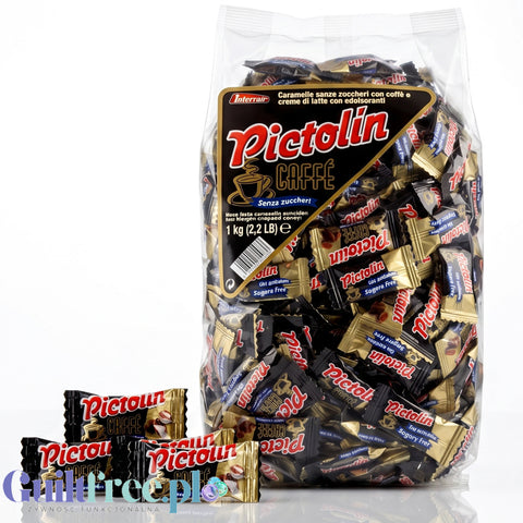 Pictolin crème café sans sucre 1kg - mocno kawowe cukierki bez cukru, duże opakowanie