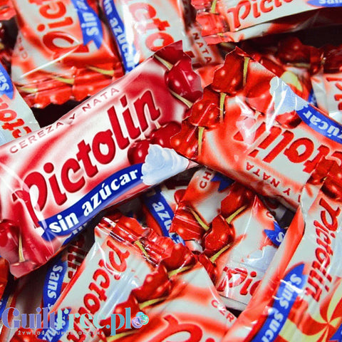 Pictolin Cereza y Nata 1kg - wiśniowo-śmietankowe cukierki bez cukru, duże opakowanie
