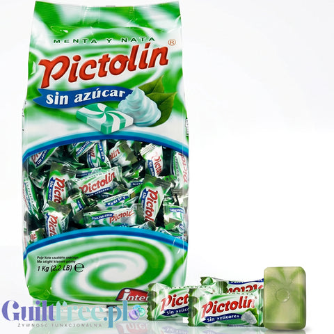 Pictolin Mint & Cream 0,8kg - śmietankowo-miętowe karmelki bez cukru, duże opakowanie 8413209312928
