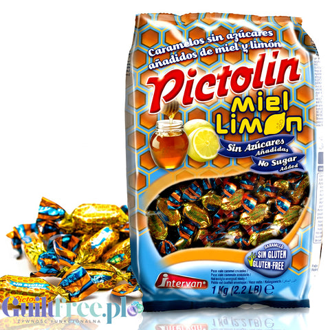 Pictolin Miel & Limon miodowo-cytrynowe cukierki bez cukru 1kg duże opakowanie