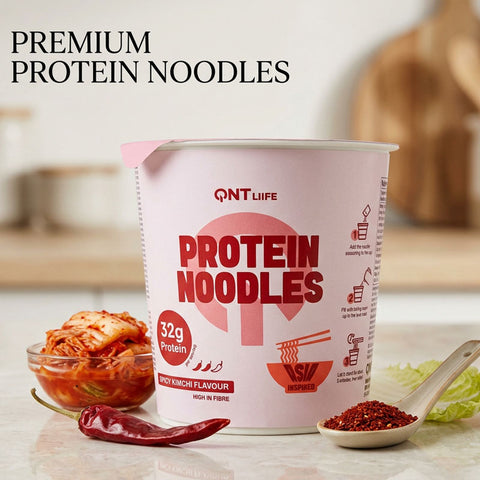QNT Protein Noodles Spicy Kimchi - pikantna proteinowa 'chińska zupka' z makaronem 32g białka