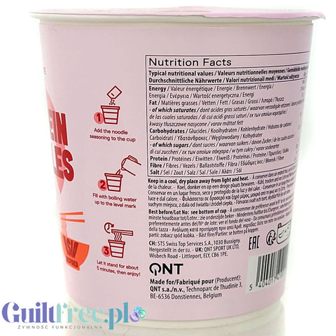 QNT Protein Noodles Spicy Kimchi - pikantna proteinowa 'chińska zupka' z makaronem 32g białka