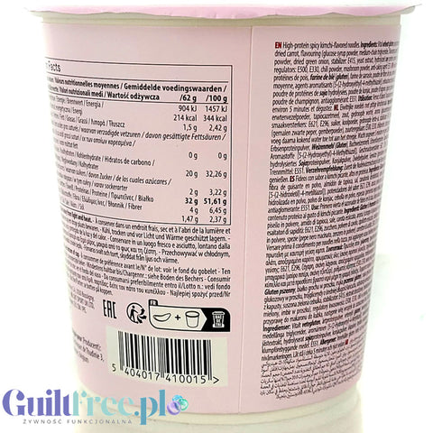 QNT Protein Noodles Spicy Kimchi - pikantna proteinowa 'chińska zupka' z makaronem 32g białka