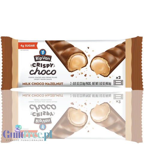 Rip Van Crispy Choco Milk Choco Hazelnut - wafelek w czekoladzie nadziewany kremem nugatowym a la Bueno