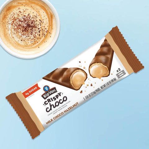 Rip Van Crispy Choco Milk Choco Hazelnut - wafelek w czekoladzie nadziewany kremem nugatowym a la Bueno