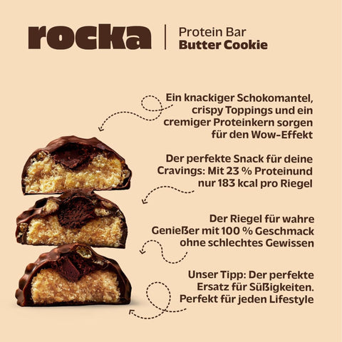Rocka Nutrition No Whey Bar Butter Cookie - vegan protein bar without sweeteners