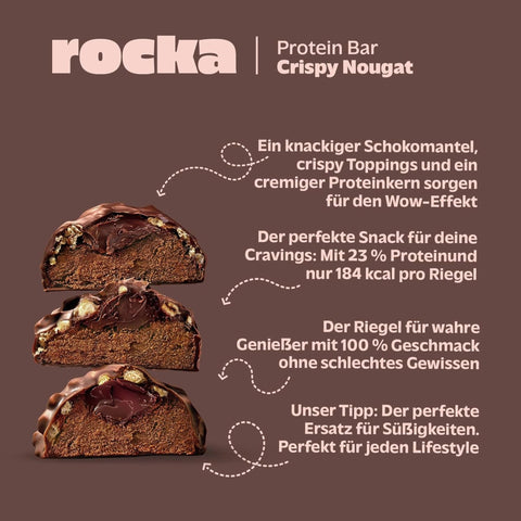 Rocka Nutrition NO WHEY Crispy Nougat - vegan protein bar without sweeteners