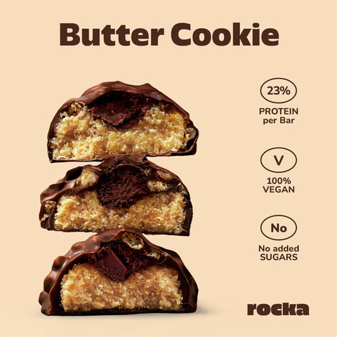 Rocka Nutrition No Whey Bar Butter Cookie - vegan protein bar without sweeteners