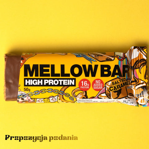 BSC Mellow Bar Salted Caramel - puszysty baton proteinowy pianka marshmallow w czekoladzie 16g białka