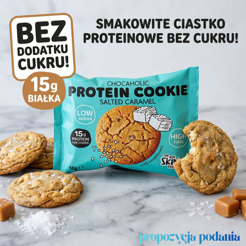 Skinny Food Chocaholic Protein Cookie Salted Caramel - karmelowe proteinowe ciastko bez cukru 15g białka