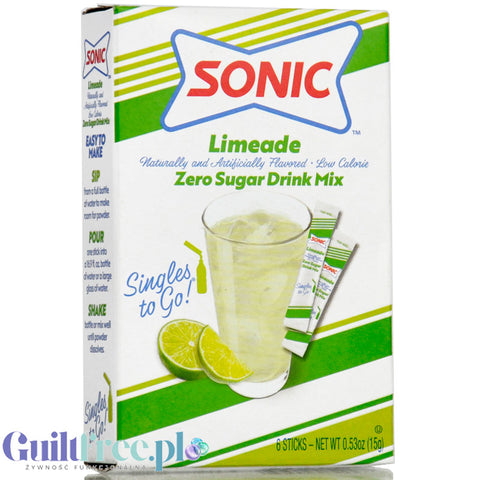 Sonic Zero Sugar Singles to Go Limeade - saszetki smakowe do wody bez cukru i kcal, smak Lemoniada Limonkowa