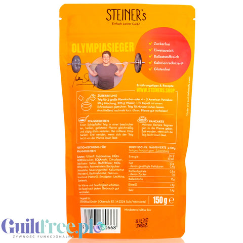 Steiner's Pancake Mix - gluten-free protein pancake mix without sugar