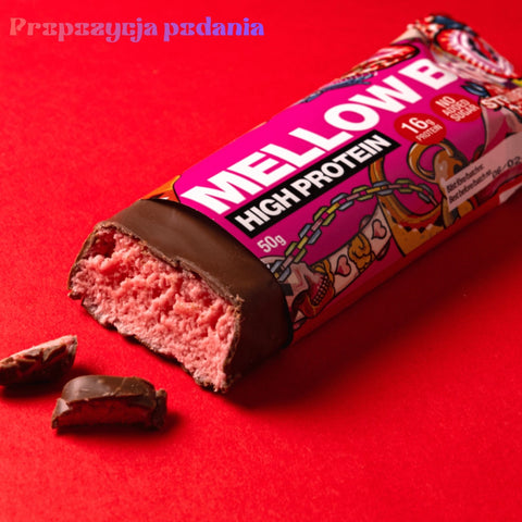 BSC Mellow Bar Strawberry - puszysty baton proteinowy truskawkowa pianka w czekoladzie 16g białka