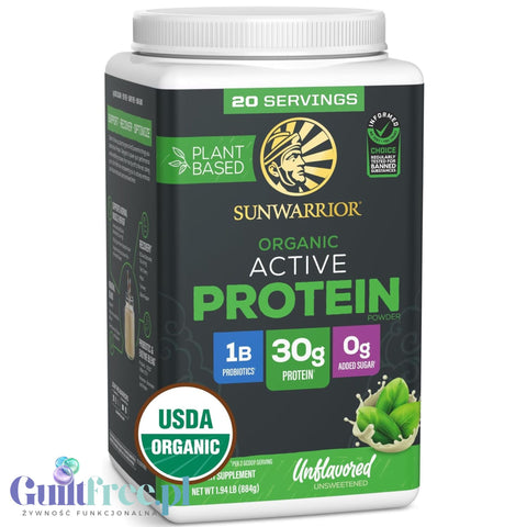 Sunwarrior Active Protein Organic Unflavored 884 g - organiczna wegańska odżywka białkowa