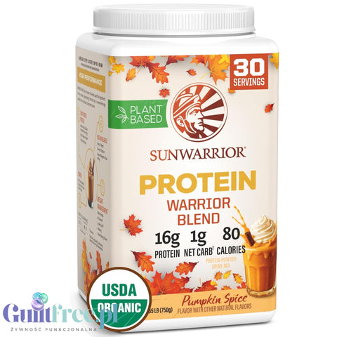 Sunwarrior Protein Warrior Blend Pumpkin Spice 750g - wegańska organiczna odżywka białkowa z goji i MCT
