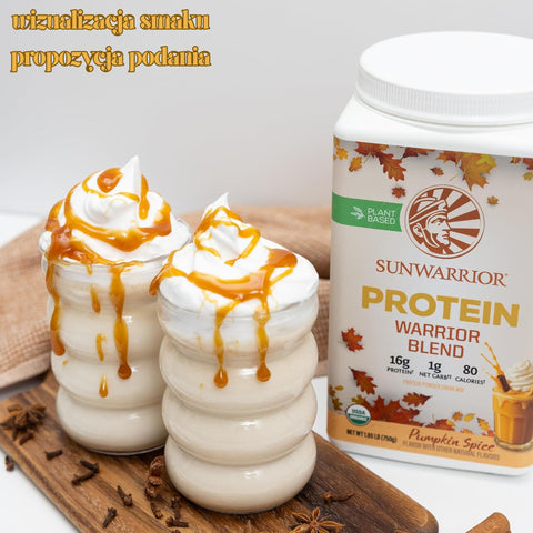 Sunwarrior Protein Warrior Blend Pumpkin Spice 750g - wegańska organiczna odżywka białkowa z goji i MCT