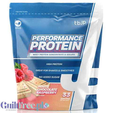 TBJP Performance Protein Whey & Isolate White Chocolate Raspberry 1kg - odżywka białkowa, smak Biała Czekolada & Malina
