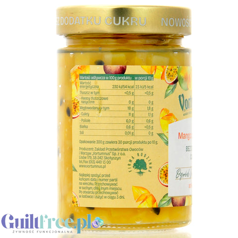 Vortumnus Mango z Marakują - egzotyczny dżem bez cukru 80% owoców, z dużymi kawałkami owoców