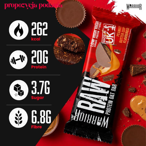 Warrior Raw Protein Oat Bar Peanut Butter Cup - baton białkowy owsiany z czekoladą i orzeszkami