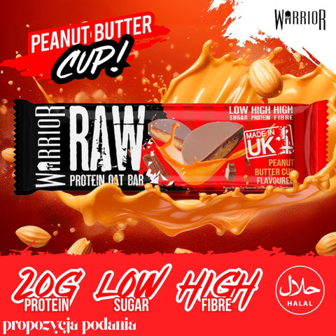 Warrior Raw Protein Oat Bar Peanut Butter Cup - baton białkowy owsiany z czekoladą i orzeszkami