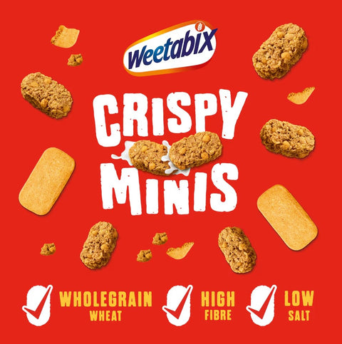 Weetabix Crispy Minis Caramelised Biscuit - pełnoziarniste płatki z ciasteczkami, z żelazem i witaminami