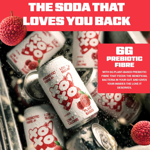 XO Soda High Fibre Lychee 330ml - funkcjonalny napój z błonnikiem i stewią