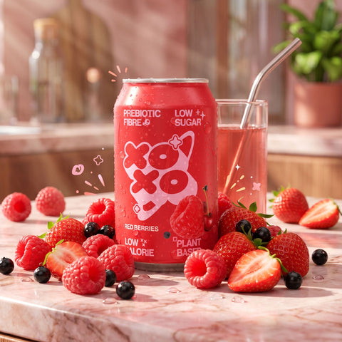 XO Soda High Fibre Red Berries - funkcjonalny napój z błonnikiem i stewią